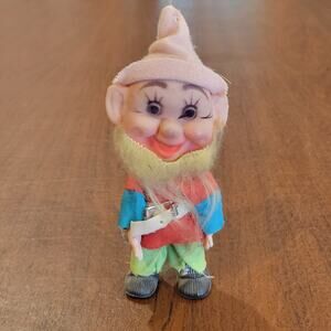 Vintage Elf  Dwarf Gnome  Rubber Face Doll Christmas Ornament figurine 6.25"